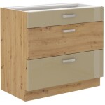 Spodní skříňka Artisan 80 D 3S BB - Premium Box Barva korpusu: Dub artisan, Barva dvířek: Bílý lesk