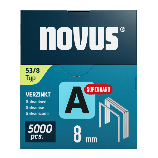 Novus tenké, drátové sponky typ A, 53 F/8 mm, Super Hard, 5000 ks