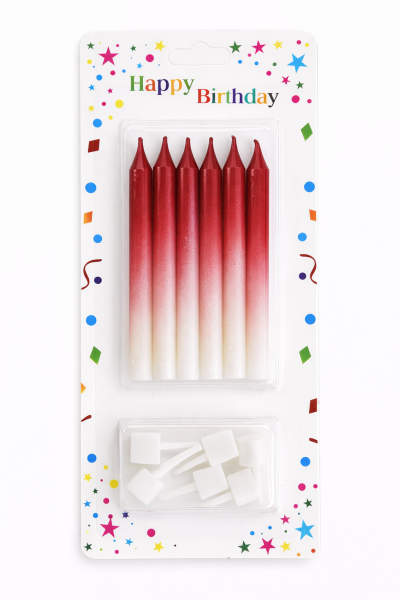 Dortové svíčky HARMONY červeno-bílá 6ks