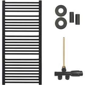 CERANO Koupelnový radiátorový set Antonio - ústřední vytápění - boční jednobodové připojení - 857W - černá matná - 1460x550 mm