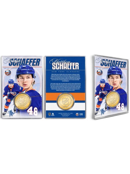 Mince New York Islanders NHL Matthew Schaefer Acrylic Bronze Coin Card