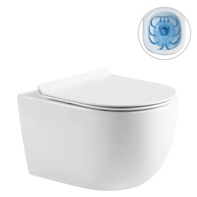 CERANO - WC závěsné Felci, Rimless - bezokrajové splachování + Slim/SoftClose sedátko - bílá lesklá - 53x37 CER-417377