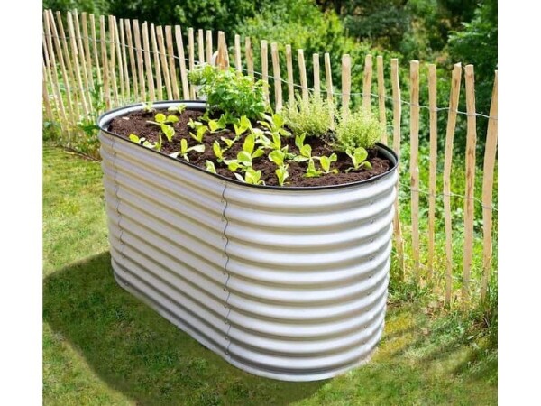 Kovový vyvýšený záhon – Grow Faster (d. 160 cm x š. 80 cm x v. 82 cm), stříbrná