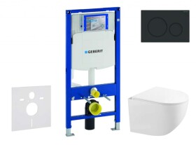 GEBERIT - Duofix Set předstěnové instalace, kompaktního klozetu Gaia a sedátka softclose, tlačítko Sigma20, matná černá/černá SANI11CA5119