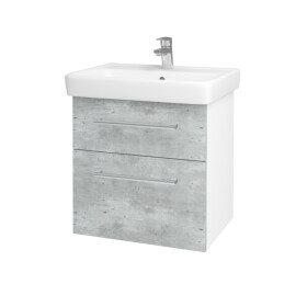 Dřevojas - Koupelnová skříňka Q MAX SZZ2 60 - N01 Bílá lesk / Úchytka T03 / D01 Beton 67482C