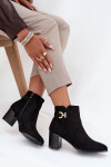 Zateplené dámské kotníkové boty na podpatku se zlatým detailem černé Renora 36