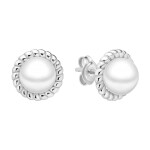 Stříbrné náušnice s bílou perlou Patricia - stříbro 925/1000, Stříbrná Bílá