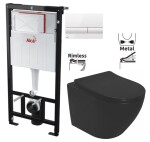 ALCA Sádromodul - předstěnový instalační systém s bílým tlačítkem M1710 + WC REA CARLO MINI RIMLESS ČIERNY MAT + SEDADLO AM101/1120 M1710 MM1