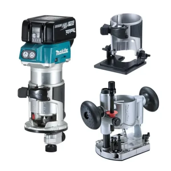 Makita DRT50RTJX2 / Aku Frézka s příslušenstvím / 18V / 2x5.0Ah / Li-ion / 10.000-30.000 ot-min / Upínání hřídele 6-8mm (DRT50RTJX2)
