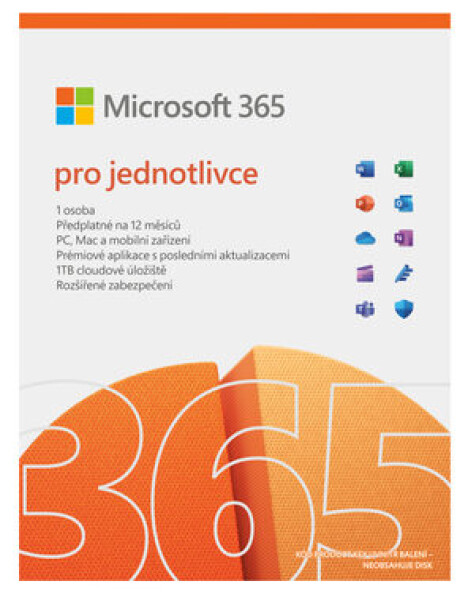 Microsoft Office 365 pro jednotlivce 1 PC a 1 Tablet / předplatné na 1 rok / Elektronická licence (QQ2-00012)