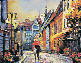 Antistresové omalovánky TSvetnoy TSvetnoy, LG248e, Diamond painting - diamantové malování, 40 x 50 cm, Městečko