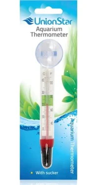 Skleněný akvarijní teploměr s přísavkou / Teploměr / do akvária / sklo / 11 cm (8948)