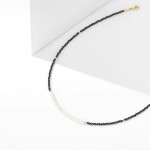 Choker náhrdelník Estrella, sladkovodní perla, spinel, Černá 35 cm + 5 cm (prodloužení)