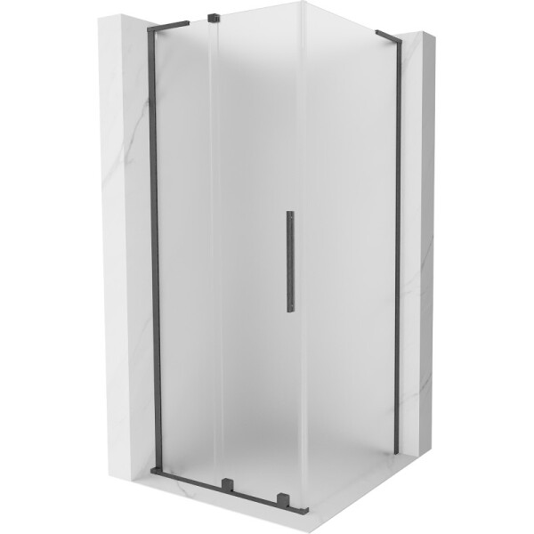 MEXEN/S - Velar L sprchový kout, posuvné dveře 120 x 120, dekor, grafit kartáčovaná 871-120-120-33-66
