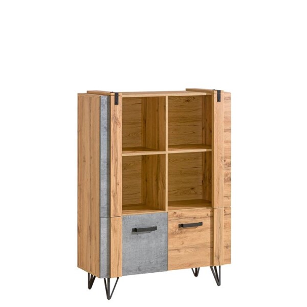 FRONTI Komoda LOFTER 04 beton milleniu + dub wotan