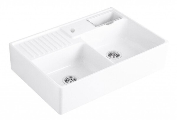 VILLEROY & BOCH - Keramický dřez Double-bowl sink White alpin modulový 895 x 630 x 220 bez excentru 632391R1HL1