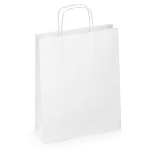 200 x Bílé papírové tašky s papírovým motouzem 250x320x110mm | RAJA
