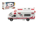 Auto ambulance městské služby plast 15cm na baterie se zvukem se světlem v krabici 19x10x7cm