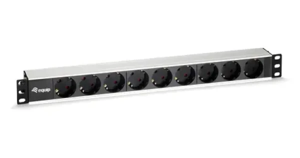 Equip Napájecí lišta 19" 9x černá / Zásuvková lišta / 1U / 2 m / 16 A (333292)
