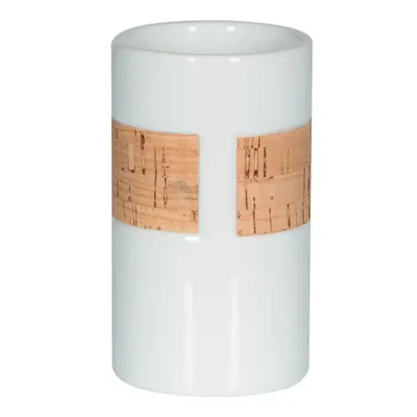 Spirella TUBE Nature kelímek na kartáčky bílý porcelán / korek (7610583182258)