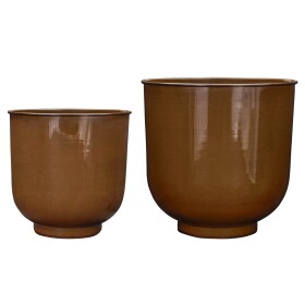 House Doctor Kovový květináč Cove Brown Maxi Menší, hnědá barva, kov