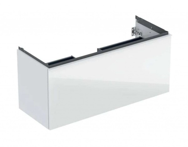 GEBERIT - Acanto Umyvadlová skříňka, 118x54x48 cm, 2 zásuvky, sklo/bílá 503.006.01.2