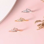 Prsten třemi zirkony srdíčkem Marco Rose Gold, Zlatá