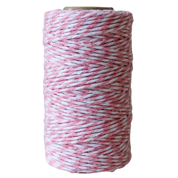 Bella Rose Bavlněný provázek 50 m – Pink / White, růžová barva, textil
