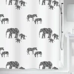 Spirella SERENGETI bílý / Sprchový závěs / motiv zvířata / polyester / 180 x 200 cm