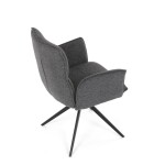 Židle jídelní, šedá látka, 360° vratný mechanismus, černý kov