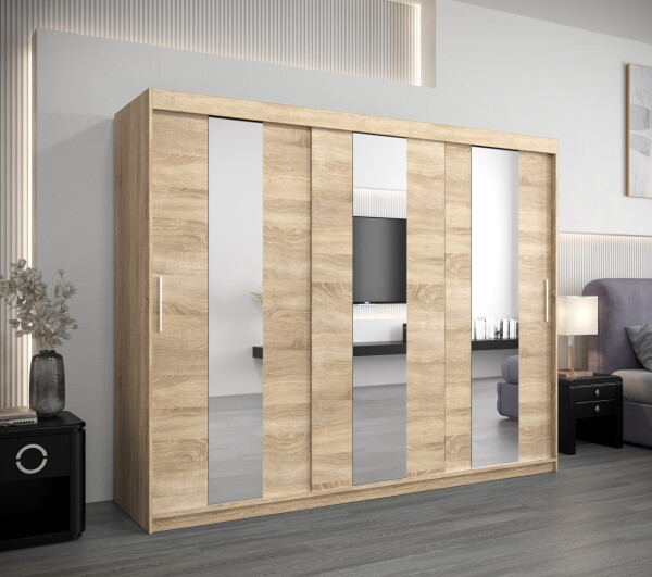 Šatní skříň Abi Po Barva korpusu: Dub Sonoma, Rozměry: 250 cm, Dveře: Dub sonoma