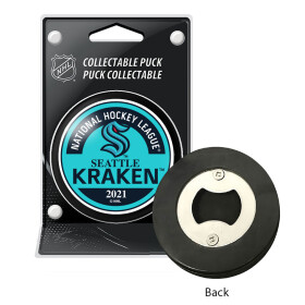 Mustang Puk Seattle Kraken NHL Block Puck Bottle Opener