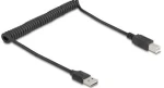 Delock černá / Spirálový USB kabel / EASY-USB 2.0 Typ-A / USB 2.0 / 0,8 m (90130)
