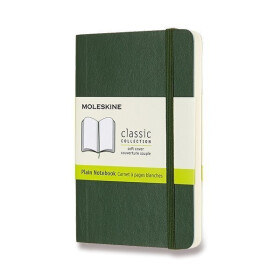Zápisník Moleskine - měkké desky, S, čistý - tm. zelený