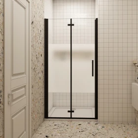 H K Sprchové dveře MELODY BLACK LINE B8 80 cm, zalamovací, 80–82 × 195 cm