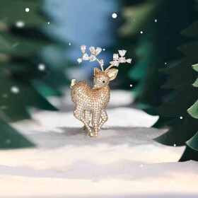 Vánoční brož Swarovski Elements Rudolf 5 - vánoční sob, Zlatá