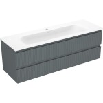 MEXEN/S - Rivel koupelnová skříňka 140 cm s umyvadlem Vela, 2 zásuvky, reliéf , grafit mat/bílá mat - 91A20-14047-2-BFF66-W23M 91A20-14047-2-BFF66-W23M01