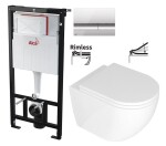 ALCADRAIN Sádromodul - předstěnový instalační systém s chromovým tlačítkem M1721 + WC REA Carlo Mini Basic Rimless + SEDÁTKO AM101/1120 M1721 CB1