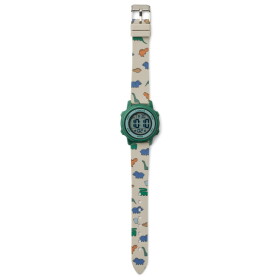 LIEWOOD Dětské digitální hodinky Sussi Wrist Dinosaurus/Mist, béžová barva, papír