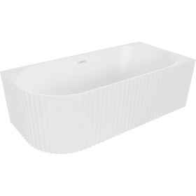 MEXEN/S - Gia volně stojící rohová vana reliéf pravá 150 x 75, bílá mat, sifon a přepad bílá 52701507501P-20