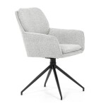 Židle jídelní, krémová látka, noha černý kov, otočný mechanismus 360°