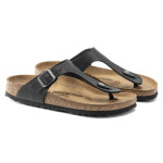 Dámské/pánské žabky Birkenstock Gizeh NU Oiled Black Regular Oiled Leather pro široká chodidla (0845251) 35
