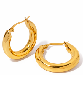 ELENYS Bold Dome Hoops – pozlacené náušnice 18K žluté zlato