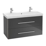 VILLEROY & BOCH - Avento Dvojumyvadlo nábytkové 100x47 cm, s přepadem, otvory pro baterie, CeramicPlus, Stone White 4156A4RW