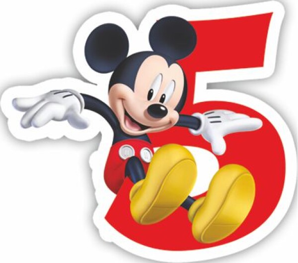 Procos Mickey Mouse dortová svíčka bílá s červeným číslem 5 Procos Mickey Mouse dortová svíčka bílá s červeným číslem 5