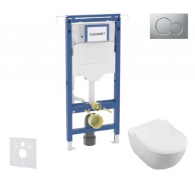 GEBERIT - Duofix Set předstěnové instalace, klozetu a sedátka Villeroy Boch, tlačítka Sigma01, DirectFlush, SoftClose, CeramicPlus, matný chrom SANI11CK2100