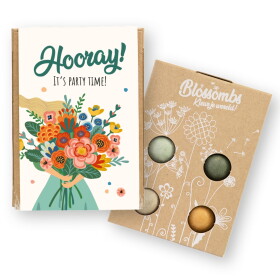 Blossombs Sada semínek divokých květin Hooray, let's party Mini – 4 ks, béžová barva, papír