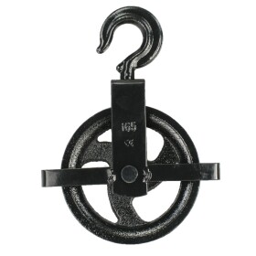 Kladka stavební litinová, 165mm, s hákem a vodicí lištou