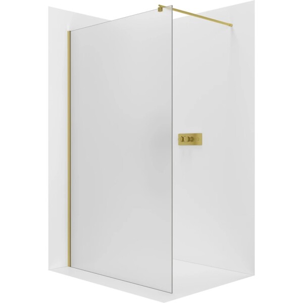 CERANO Sprchová zástěna Walk-in Onyx Round L/P - 8 mm - kulatá vzpěra - zlatá, mléčné sklo - 90x200 cm
