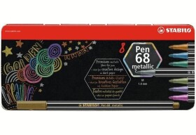 Fixa STABILO Pen 68 Sada v kovovém pouzdru metallic 8 ks